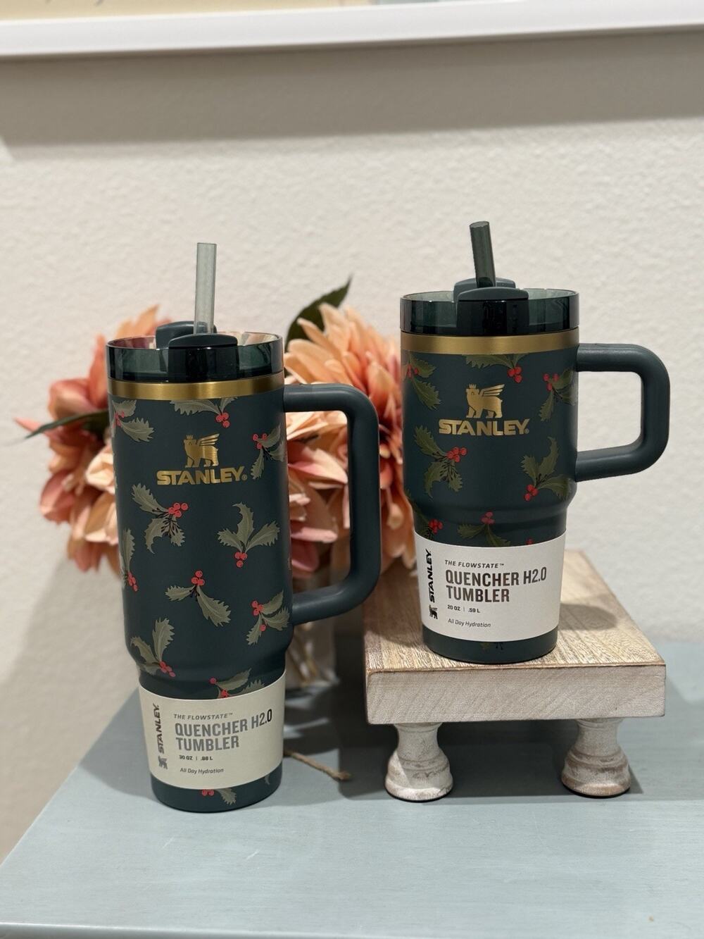Stanley Christmas Holiday Botanical Mommy & Me 30oz, 20oz Tumbler NEW Set Of 2